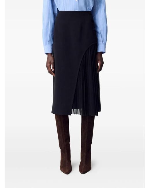 Claudie Pierlot Black Pleated Midi Skirt