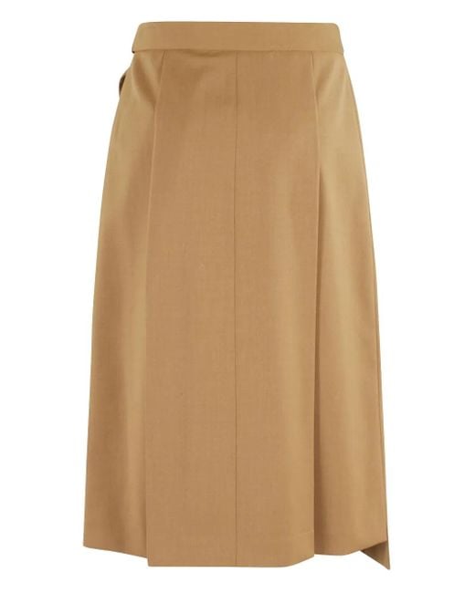 Tela Natural Pleated Asymmetric Skirt