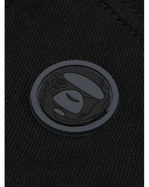 Aape By A Bathing Ape Black Moonface-Patch Trousers for men