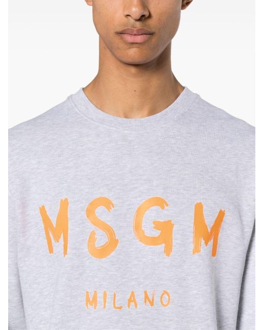 MSGM White Logo-print Cotton Sweatshirt for men
