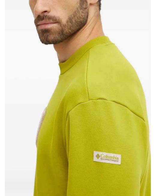 Columbia Green Logo-patch Crew-neck Sweatshirt