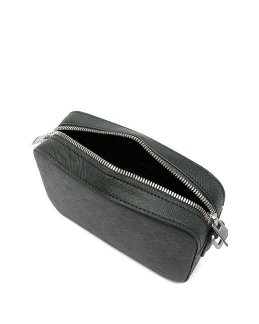 Sandro Black Small Zip-Fastening Cross-Hatch Messenger Bag for men