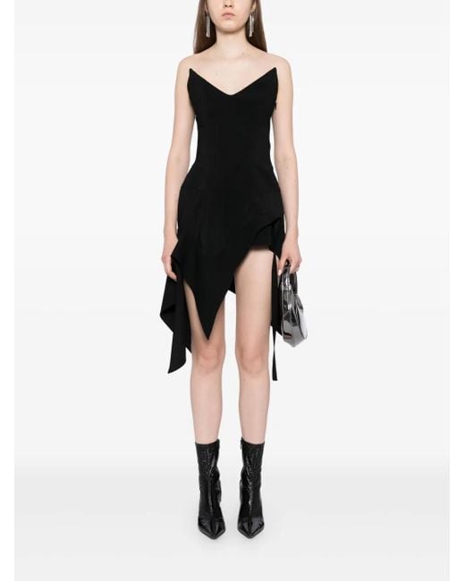 Mugler Black Asymmetric Bustier Dress