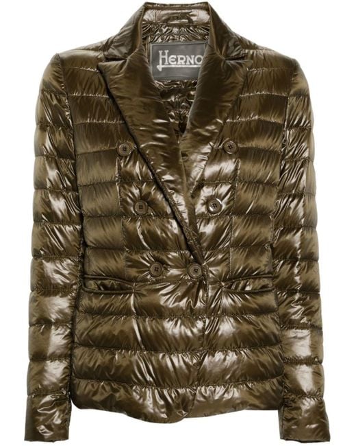 Herno Green Double-breasted Down Jacket
