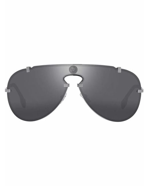 Versace Gray Pilot-Frame Sunglasses for men