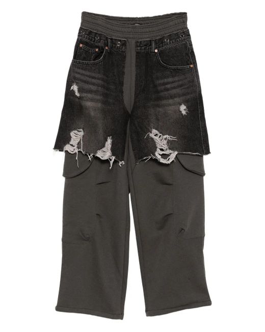 ANDERSSON BELL Black Denim-Inset Trousers for men