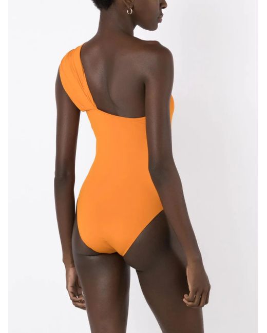 Clube Bossa Orange Draper One-Shoulder Swimsuit