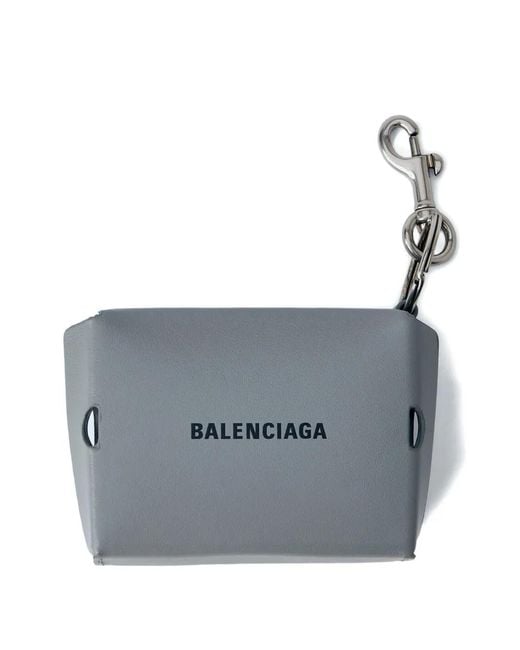 Balenciaga Gray Embossed Logo Key Holder for men
