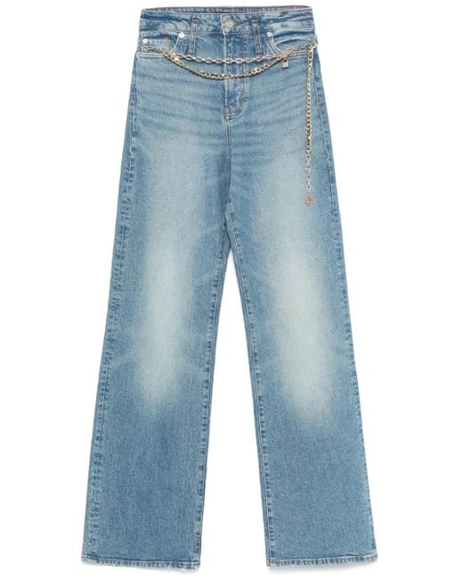 Maje Blue Chain-Link Belt Jeans