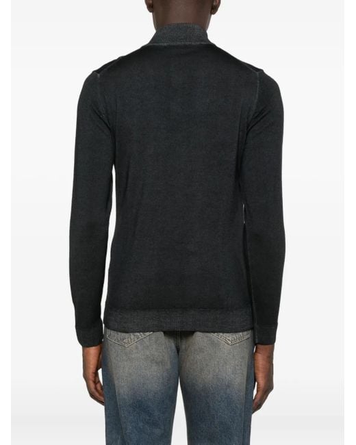Daniele Fiesoli Black High-Neck Button Polo Shirt for men