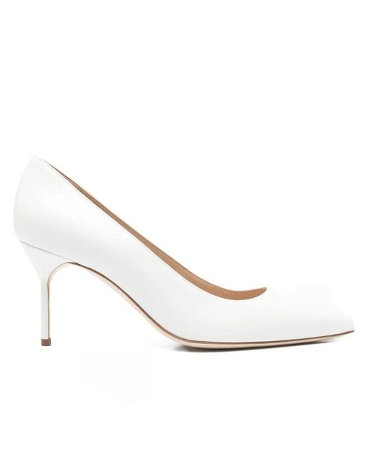 Manolo Blahnik White Bb Pumps