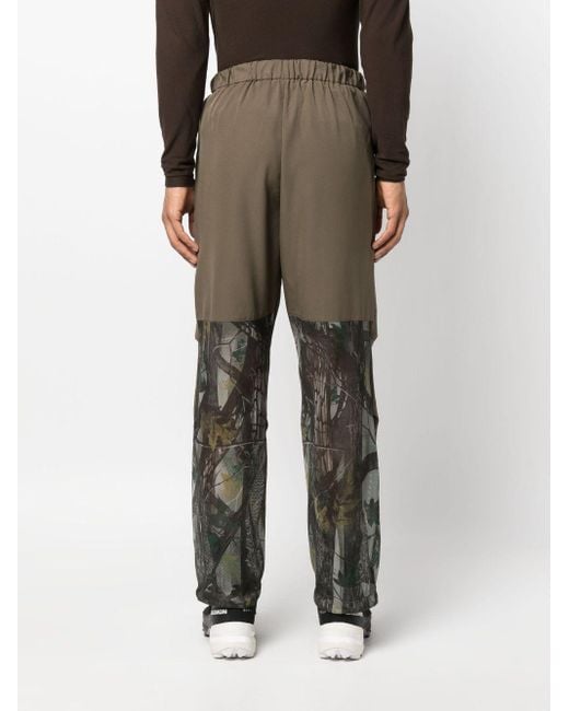 Snow Peak Gray Printed-hem Mesh-detail Trousers for men