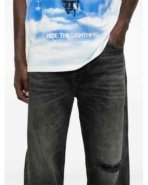 Purple Brand Gray Concorde Rip Repair Jeans for men