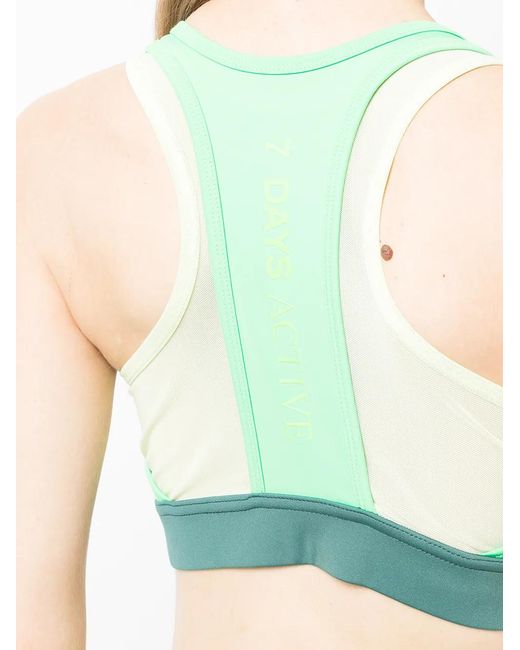 7 DAYS ACTIVE Green Colour-Block Sports Bra