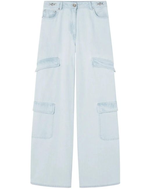 Versace Blue Wide-Leg Cargo Jeans