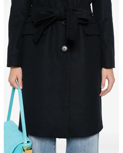 Twinset Black Logo-Plaque Coat
