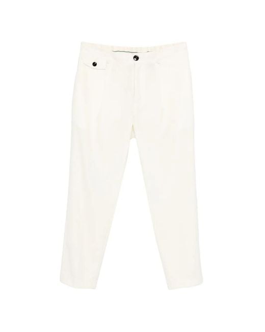 Pmds White Tatho Pleated Trousers for men