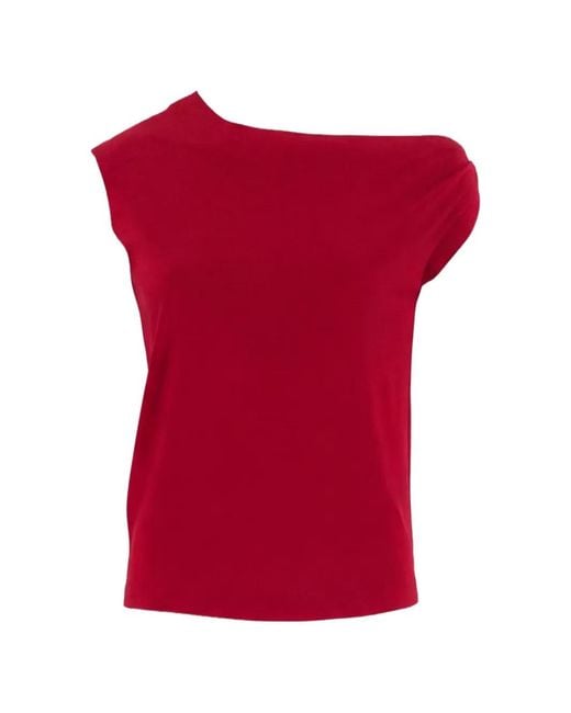 Norma Kamali Red One-Shoulder Top