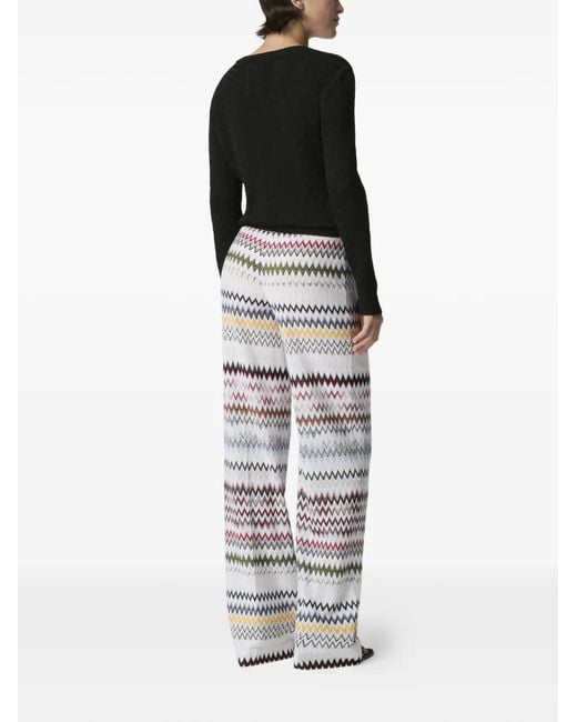 Missoni White Zigzag-Pattern Trousers