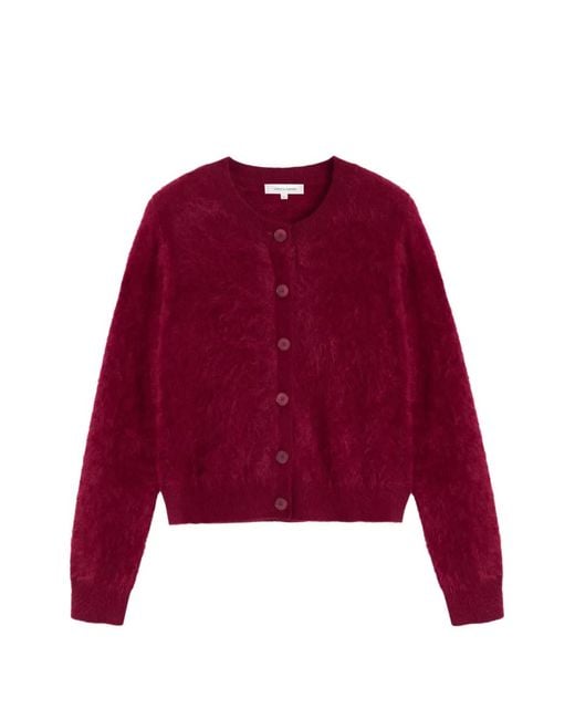 Chinti & Parker Red Brushed-Finish Cashmere Cardigan