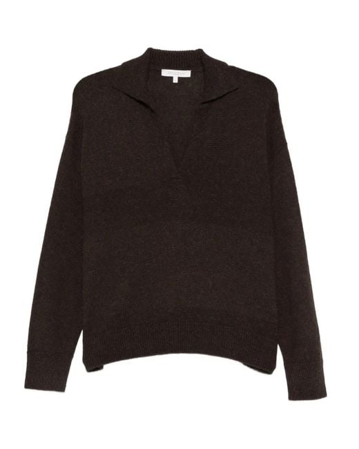 Antonelli Black V-Neck Collared Sweater