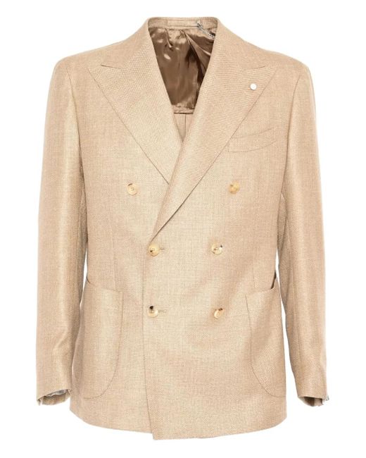 Luigi Bianchi Natural Double-Breasted Blazer for men