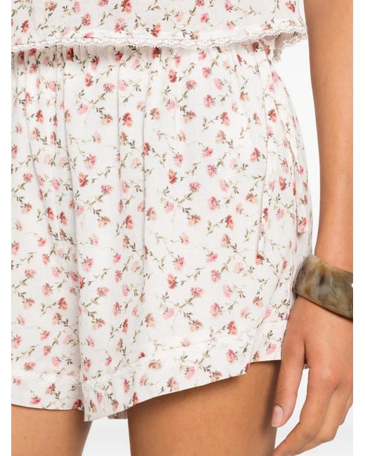 Posse Natural Charlotte Floral-Print Cotton Mini Shorts
