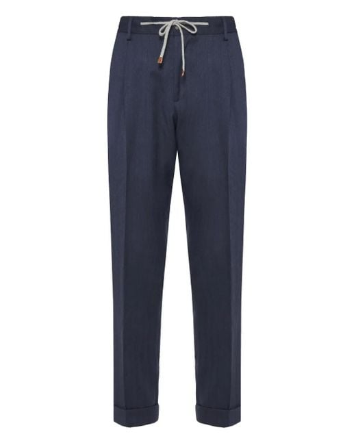 メンズ Barba Napoli ドローストリング パンツ Blue