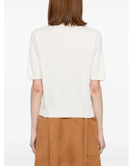 N.Peal Cashmere White Cashmere Short-Sleeves Cardigan