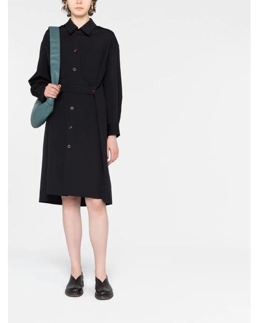 Lemaire Black Long-Sleeve Shirt Dress
