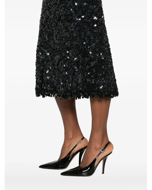 Petar Petrov Black Sequins-Embellishment Midi Skirt
