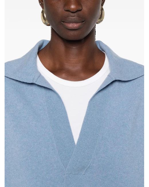 Victoria Beckham Blue Polo-Collar Sweater