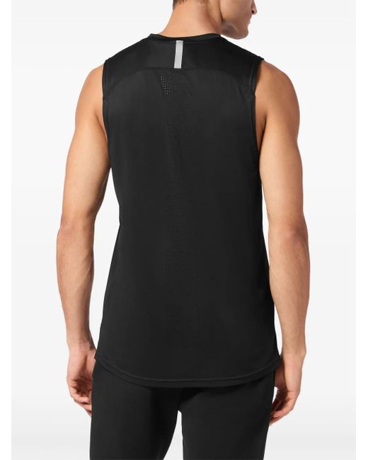 Philipp Plein Black Reflective Tank Top Round Neck for men