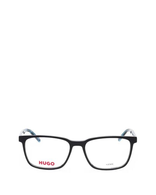 HUGO Black Rectangle-Frame Glasses for men