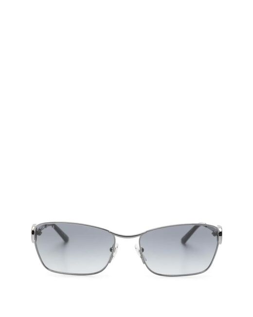 Gucci White Rectangle-Frame Sunglasses