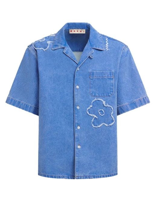メンズ Marni フローラル シャツ Blue