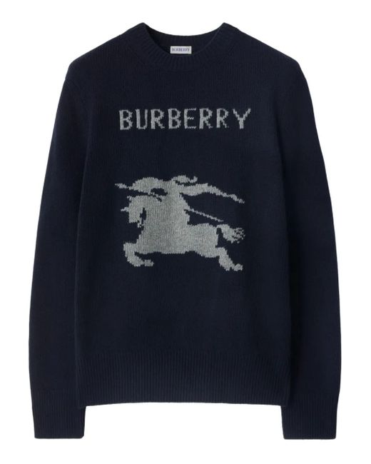 Burberry Blue Equestrian Knight-Motif Sweater for men