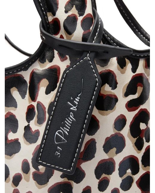 3.1 Phillip Lim Black Leopard-Print Tote Bag