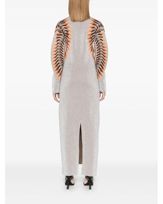 Rabanne Gray Lurex Jacquard Maxi Dress