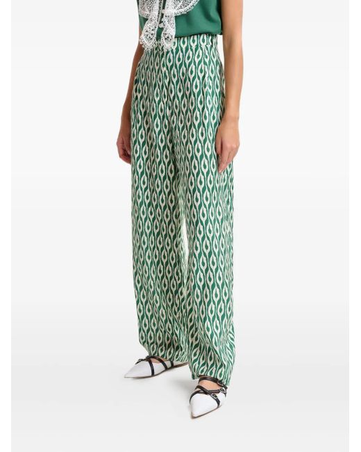 Essentiel Antwerp Green Ihalton Geometric-Print Trousers