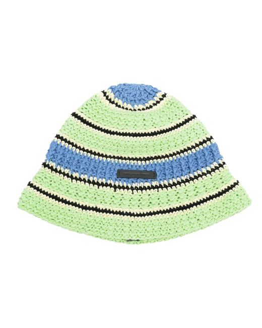 Stella McCartney Green Crochet Knit Cotton Bucket Hat
