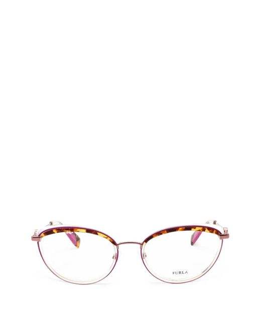 Furla White Tortoiseshell-Effect Oval-Frame Glasses