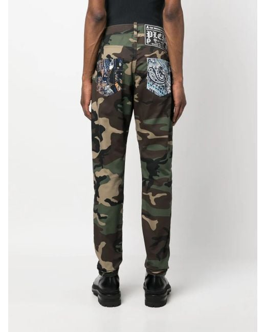 メンズ Philipp Plein カモフラージュ ストレートジーンズ Gray