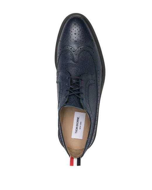 Thom Browne Black Pebble-Grain Leather Longwing Brogues for men