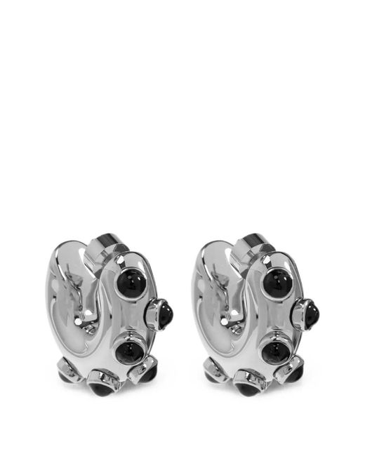 Marni White Stud-Embellished Hoop Earrings