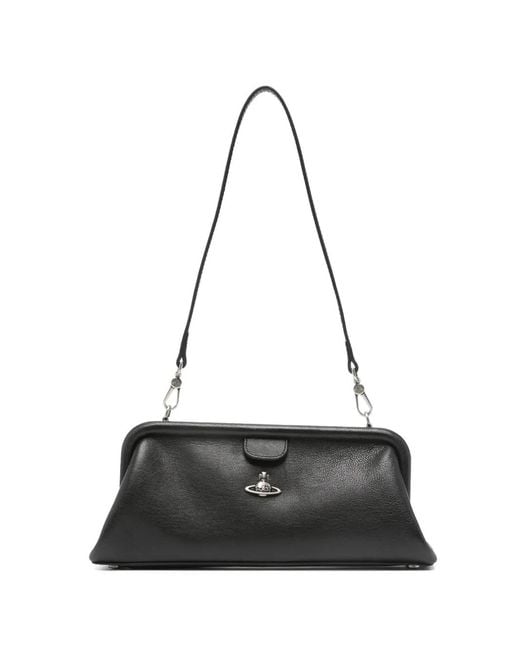 Vivienne Westwood Black Sac Porté Épaule Jane En Cuir Grainé À Plaque Orb