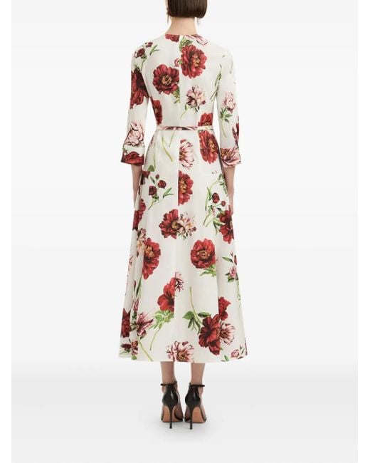 Oscar de la Renta クロップドスリーブ マキシドレス White