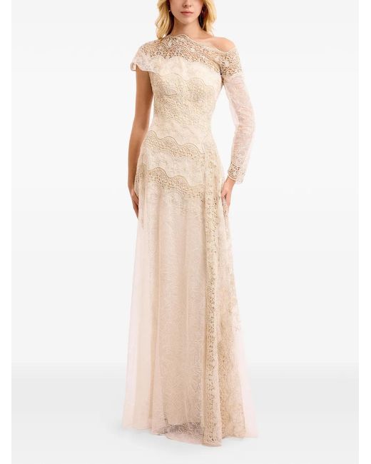 Gemy Maalouf Natural Embroidered Lace Gown