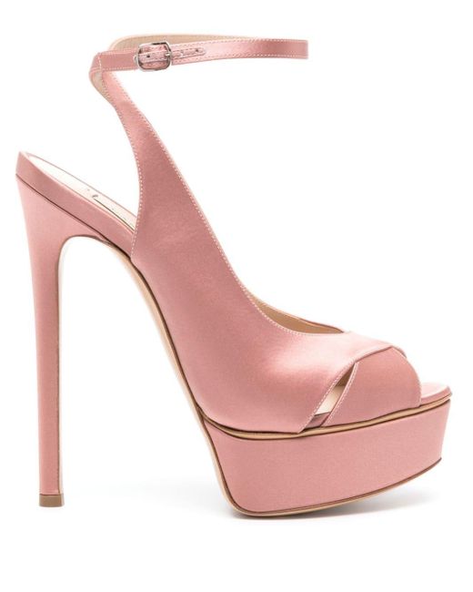 Casadei Pink Flora Jolly 155mm Satin Sandals