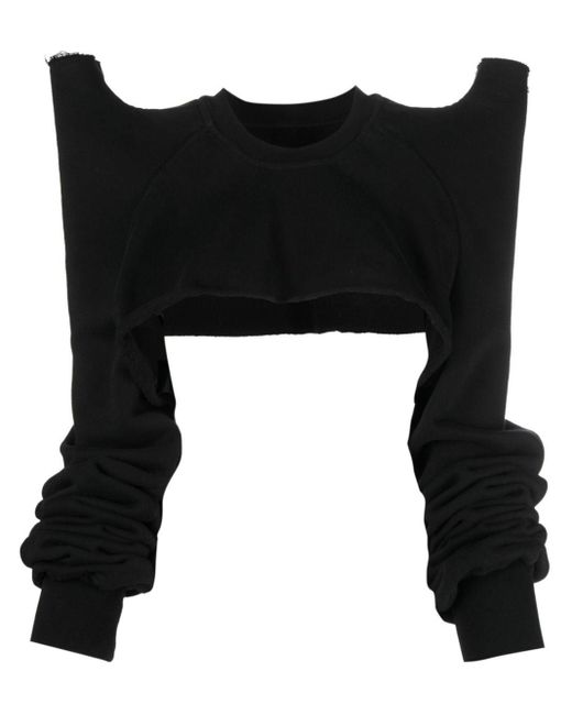 Rick Owens Black Tec Jersey Cropped Sweatshirt